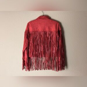 NWT JUICY COUTURE XS RUST ORANGE RED FRINGE TRUCKER JACKET